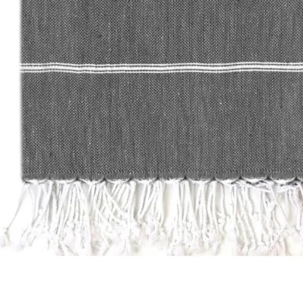 Bay Laurel brand Gray/White Striped Turkish sand free Towel & Carry Bag NWOT